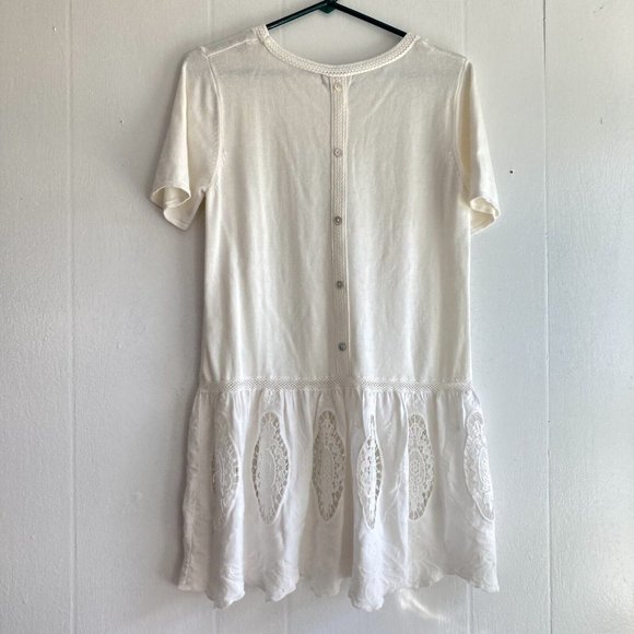 Joseph A Dress Knit Blend Eyelet lace accent Button Back Drop Waist Sz M - Picture 8 of 12